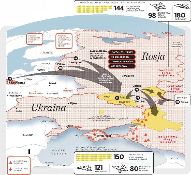 Rosyjskie wojsko bliżej Zachodu - mapa
