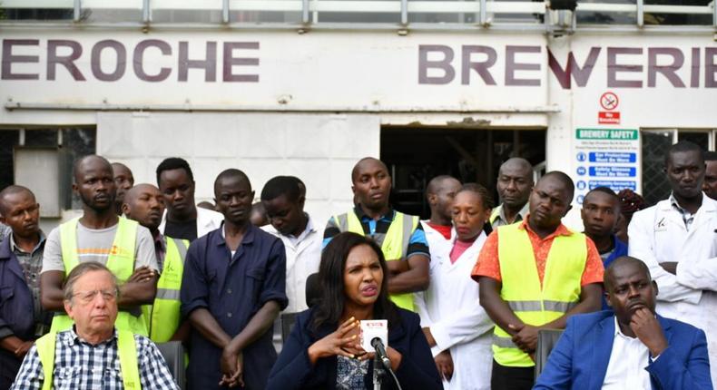 Keroche CEO Tabitha Karanja speaks during a press conference