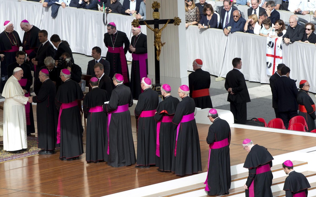 Kardynałowie i biskupi na audiencji generalnej z papieżem Franciszkiem