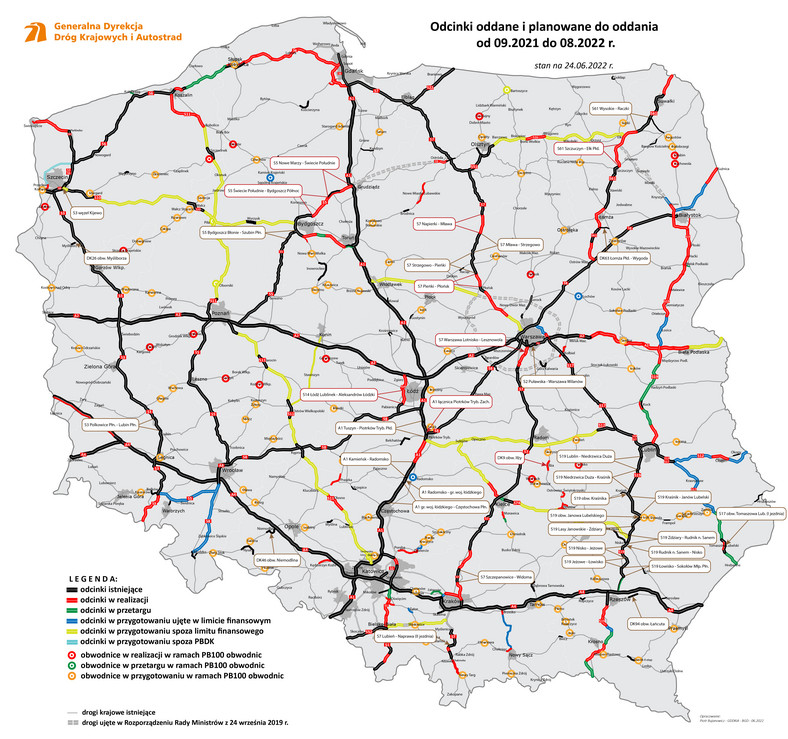 Nowe drogi ekspresowe i autostrady w 2022 r. w Polsce
