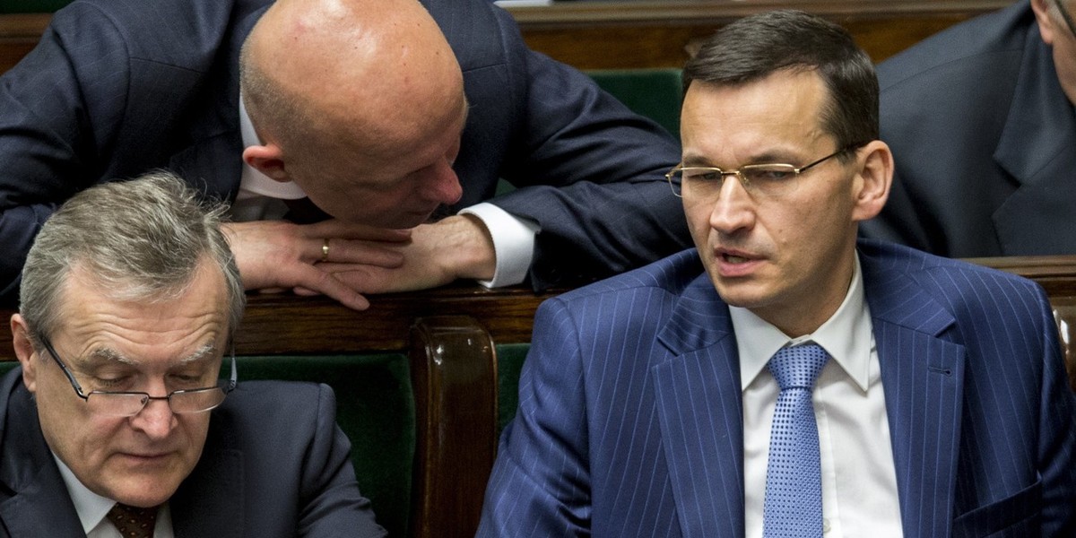 Piotr Gliński i Mateusz Morawiecki na 18. posiedzenie Sejmu VIII kadencji