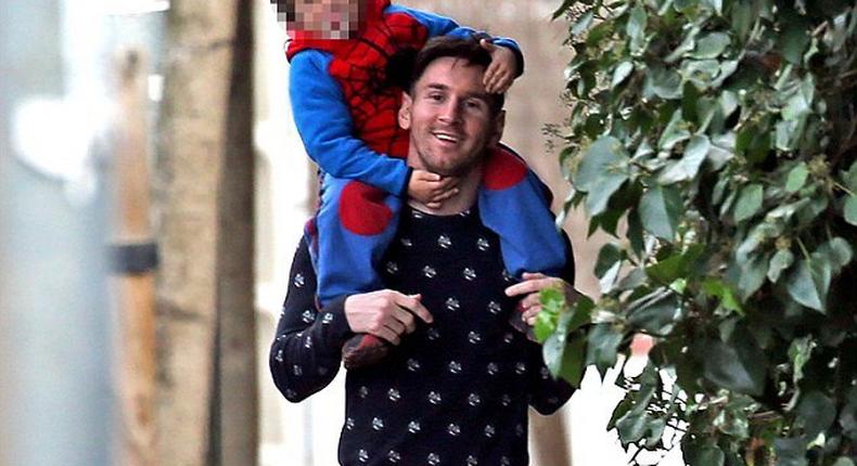 Lionel Messi and his son, Thiago