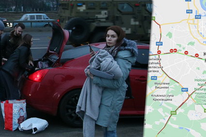 Mieszkańcy Kijowa uciekają z miasta. Drogi na zachód zakorkowane