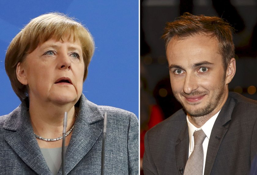 Kanclerz Niemiec Angela Merkel i komik Jan Boehmermann