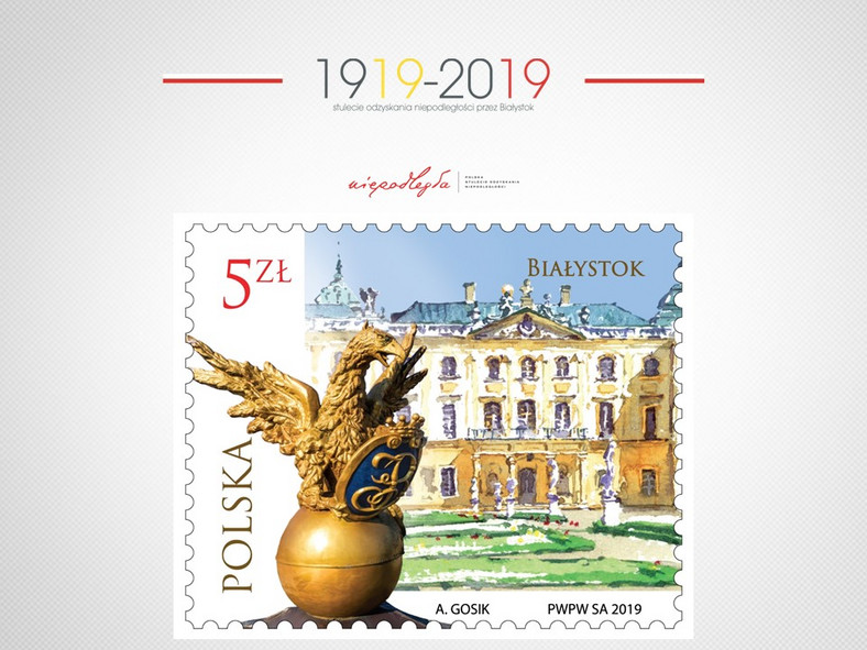 Znaczek pocztowy na stulecie niepodległości Białegostoku