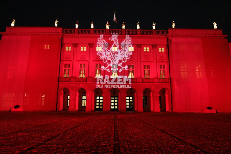 Iluminacja Pałacu Prezydenckiego. Fot. Agata Grzybowska / Agencja Gazeta