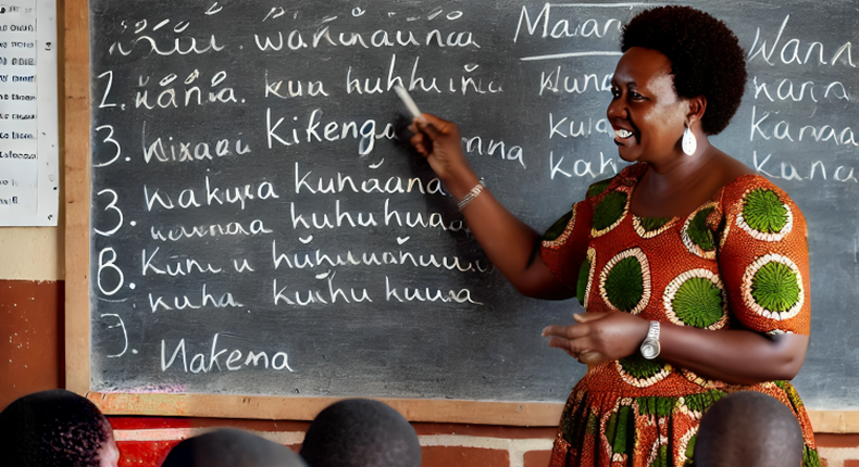 An AI-generated image of a classroom scene in a Kenyan school