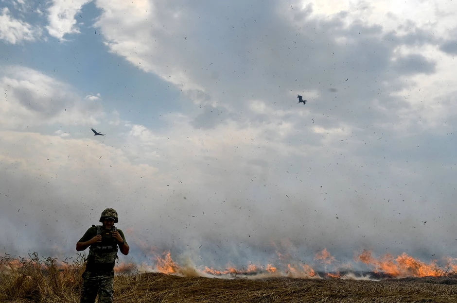 Požar na poljima kod Pologija u oblasti Zaporožja