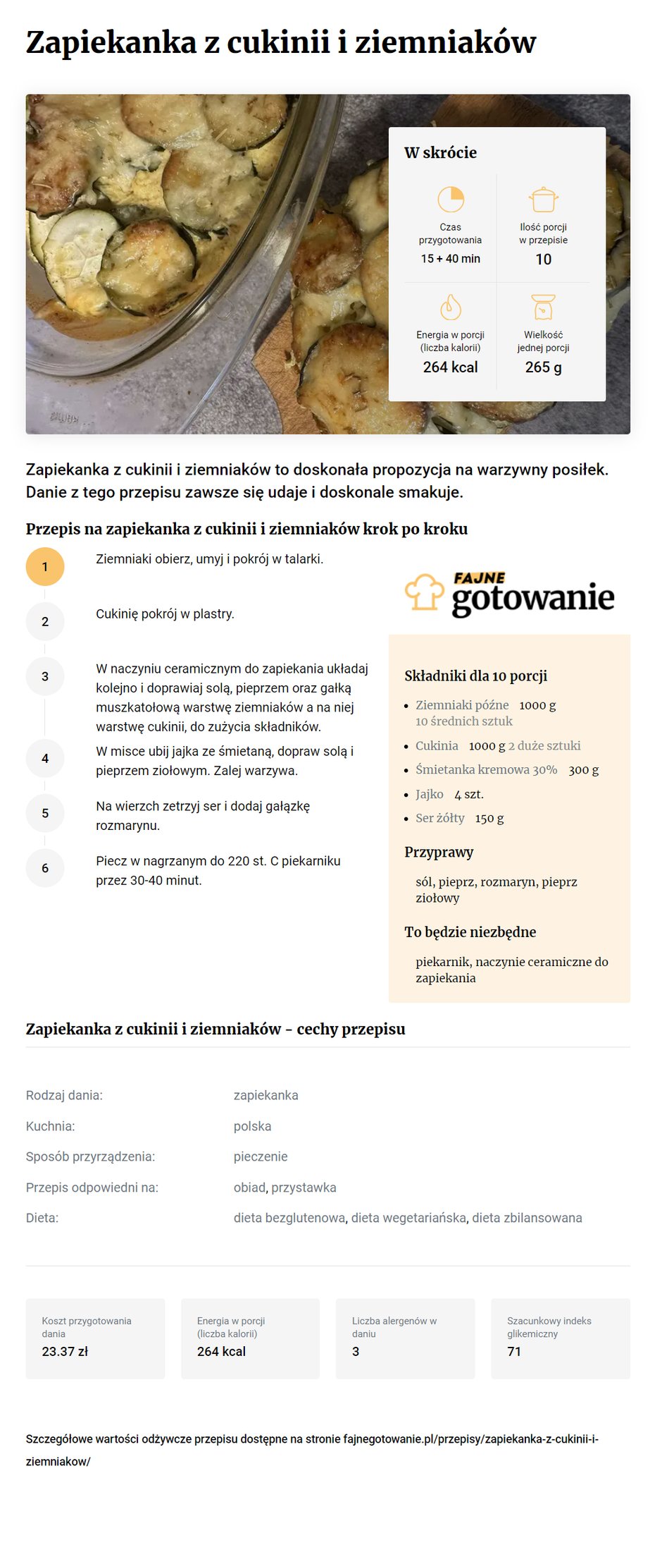 Zapiekanka z cukinii i ziemniaków