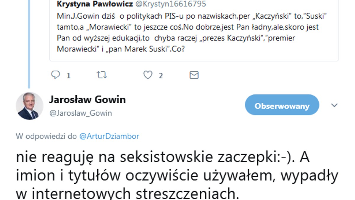 Krystyna Pawłowicz bez ogródek skomentowała wywiad, którego dziś wieczorem udzielił w TVN24 Jarosław Gowin. I wzbudziła swoimi słowami nie lada zainteresowanie wśród internautów. Doczekała się również kilku słów komentarza od samego wiceprezesa Rady Ministrów.