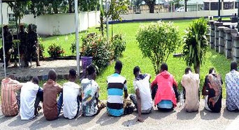 Suspected kidnappers on parade.