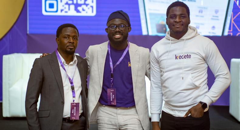 L-R: Chief Technical Officer, Kredete, Hakeem Oriola; Founder and Chief Executive Officer, Kredete, Adeola Adedewe; and Head of Product, Kredete, Ebuka Arinze; at the official launch of Kredete, a lending platform to deepen credit access for Nigerians, in Lagos, recently.