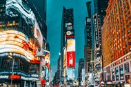 Night view of Times Square-central and main square of New York. USA. 