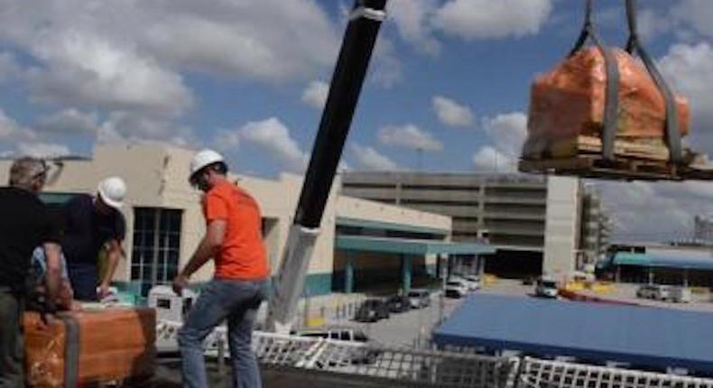 Cocaine seized by the US Coast Guard is offloaded on March 28.