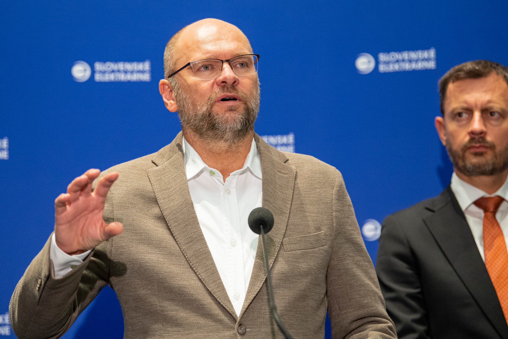 Richard Sulík (SaS) počas tlačovej konferencie, ktorá sa konala pri príležitosti zavážania jadrového paliva do 3. bloku Atómových elektrární Mochovce.