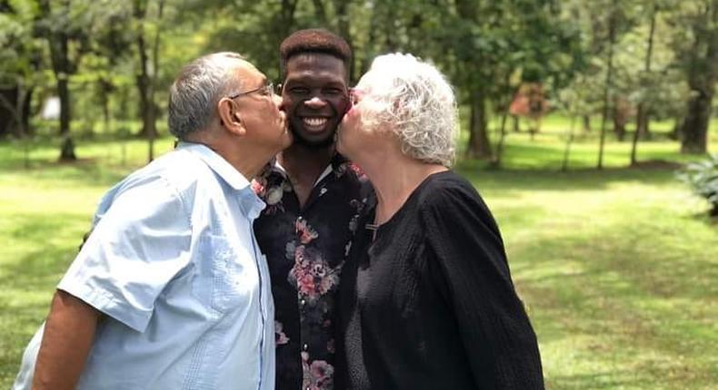 Edwin Chiloba with his adoptive parents Peter and Donna Pfaltzgraff 