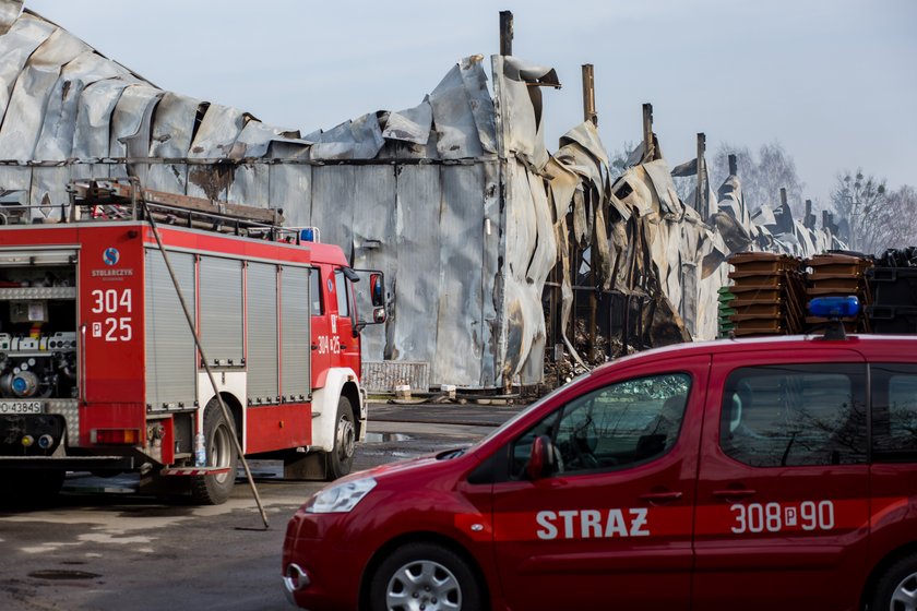 Akcja gaśnicza hali trwała całą noc. Strażacy zgliszcza dogaszali jeszcze w sobotę przed południem