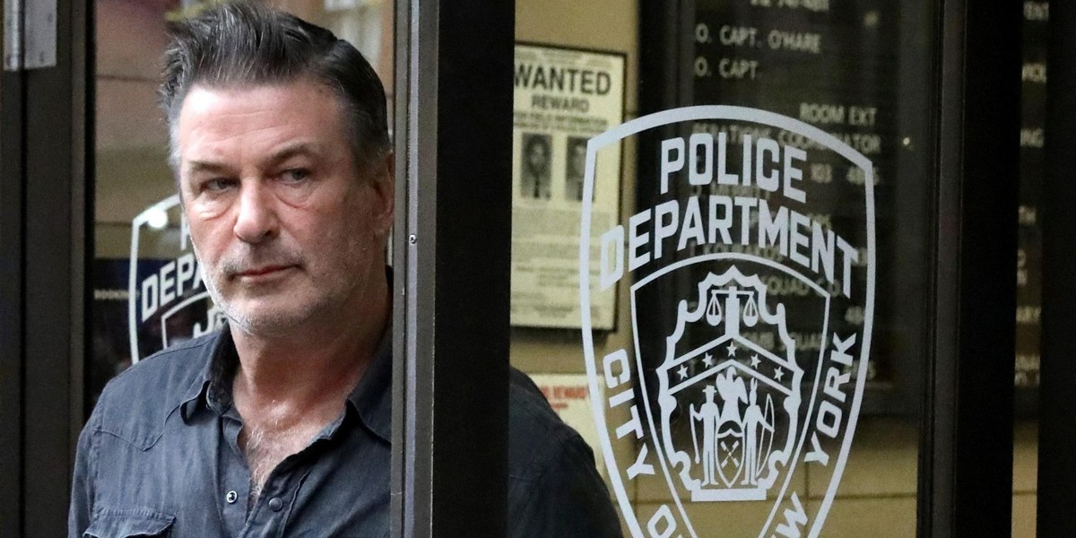 Actor Baldwin exits the 6th precinct of the New York Police Department in Manhattan, New York