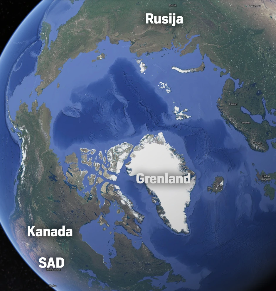 Mapa - SAD, Grenland, Evropa, Rusija