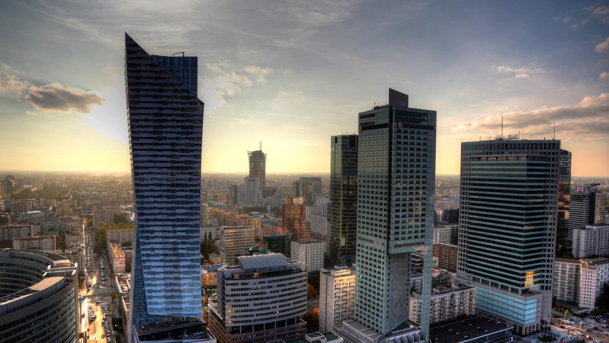 Warszawa panorama stolica wieżowce biurowce drapacze chmur Śródmieście centrum