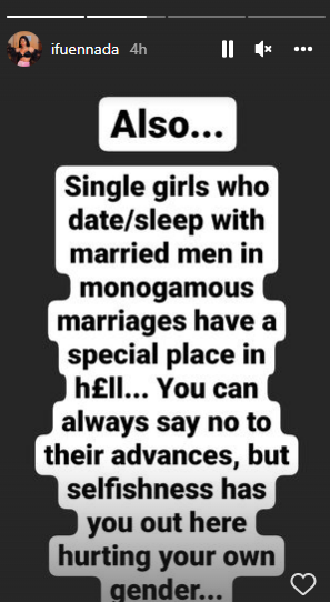 BBNaija's Ifuennada says girls who sleep with married men have a special place in hell