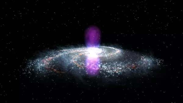Wizja artystyczna centrum Drogi Mlecznej opracowana na podstawie danych z teleskopu Fermi