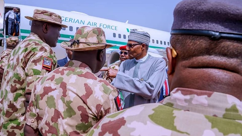 Auno attack: Buhari visits Maiduguri to condole with government, victims. [Twitter/@BashirAhmaad]
