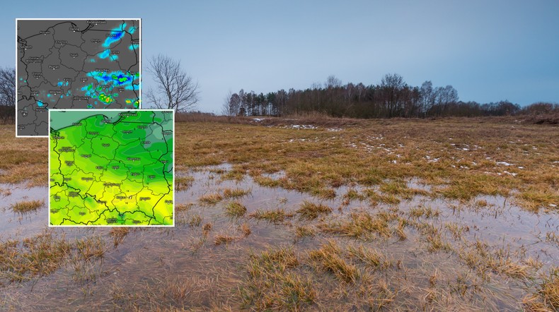 Dziś wiosenne ciepło tylko w kilku regionach. Lokalnie śnieg (mapy: kachelmannwetter.de)