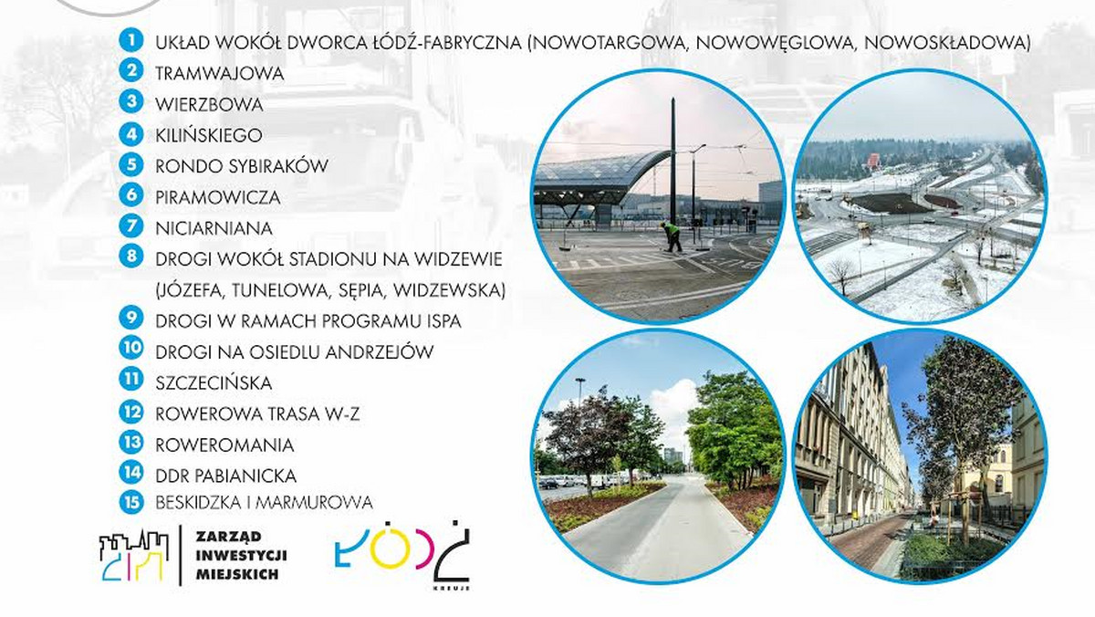 Piętnaście dużych inwestycji drogowych zostało zrealizowanych w 2016 roku w Łodzi. Prace toczyły się głównie wokół przebudowywanego dworca Łódź Fabryczna, gdzie powstał całkowicie nowy układ drogowy.