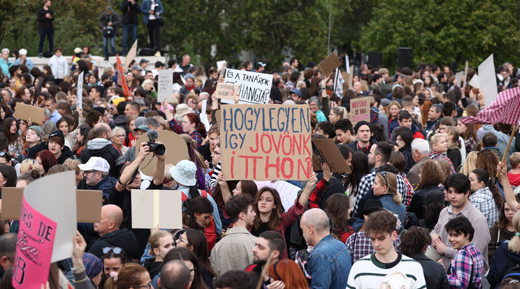 Hatalmas tömeg demonstrált a tanárokért / Fotó: Czerkl Gábor