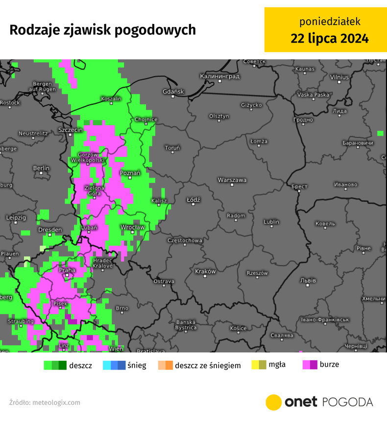 W poniedziałek do zachodniej Polski nasunie się burzowy front