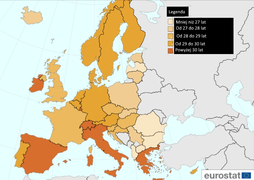 Średni wiek kobiet rodzących pierwsze dziecko w 2017 r.