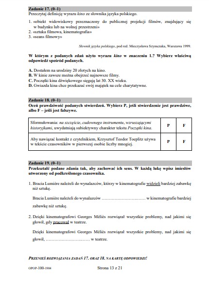 Egzamin ósmoklasisty 2019. Język polski. Arkusze i odpowiedzi