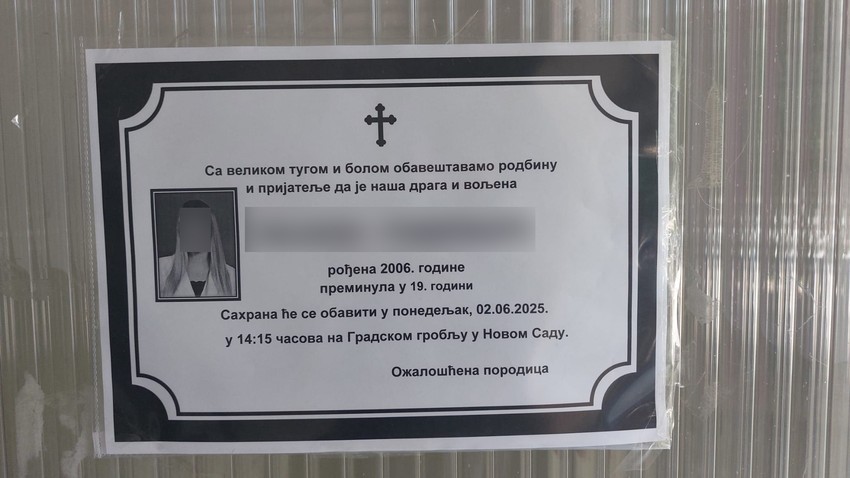 Umrlica poginuloj devojci