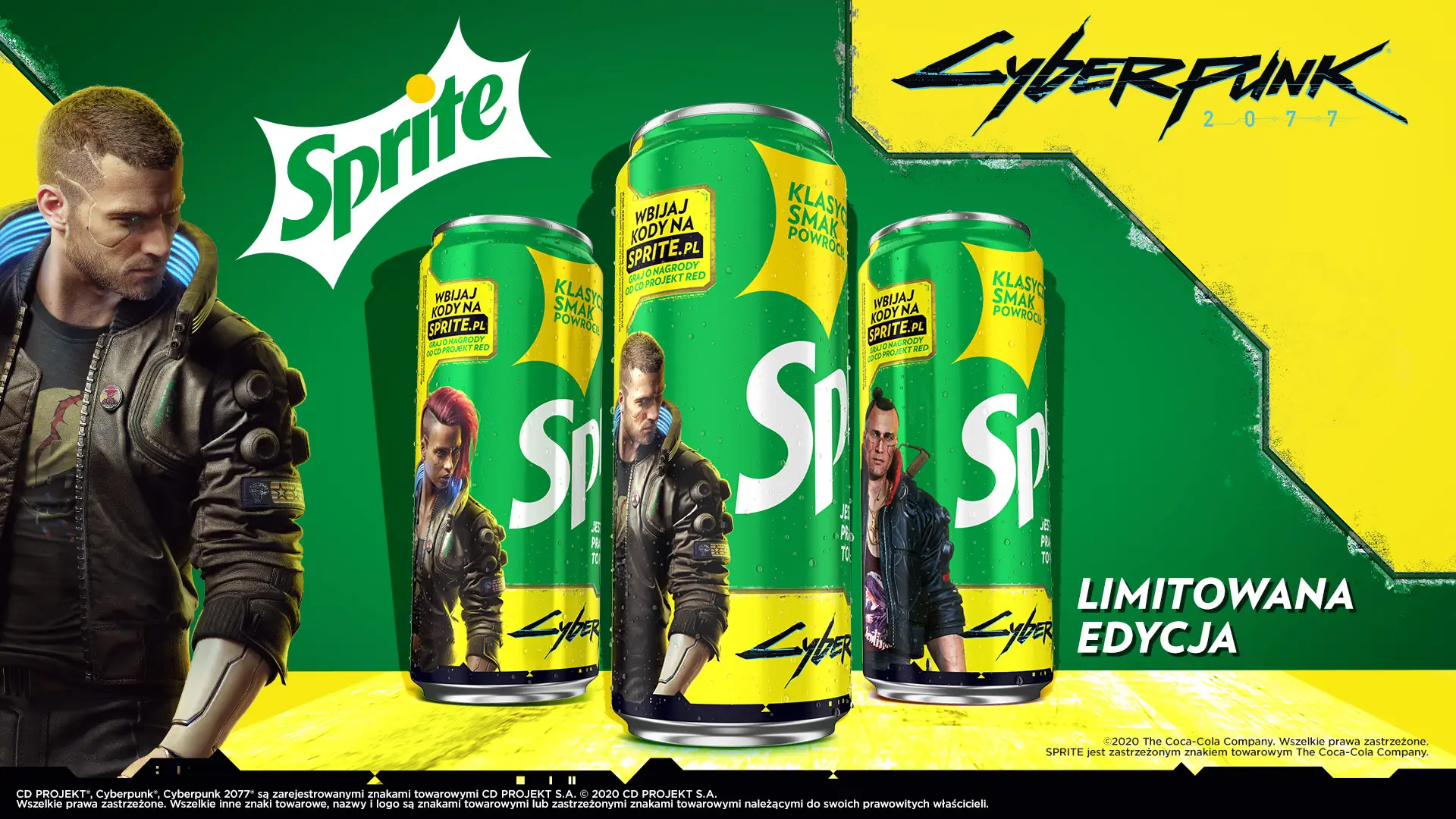 Sprite prezentuje unikalną edycję puszek i butelek inspirowaną grą Cyberpunk 2077