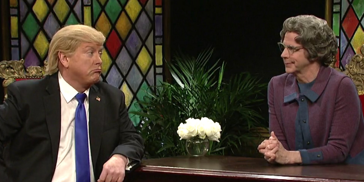 "SNL" alums Darrell Hammond, left, and Dana Carvey as Donald Trump and The Church Lady, respectively.