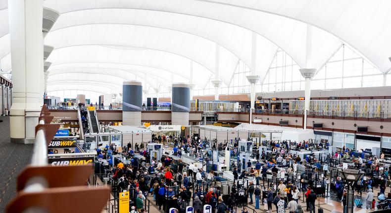 A TSA security checkpoint at Denver International Airport.Michael Ciaglo/Getty Images