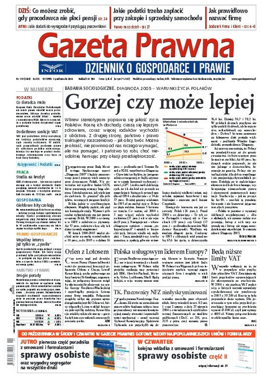 Okładka Dziennika Gazety Prawnej