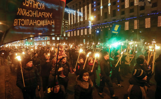 Marsze ku czci Bandery w Kijowie. W demonstracjach udział wzięło kilka tysięcy ludzi