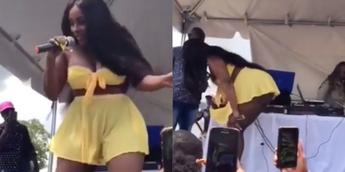 Musician entertains crowd by removing her panties on stage