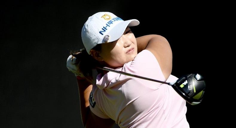 Lee Mi-Rim of South Korea tees off the 1st hole during the 2nd round of the KIA Classic, at the Park Hyatt Aviara Resort in Carlsbad, California, on March 24, 2017