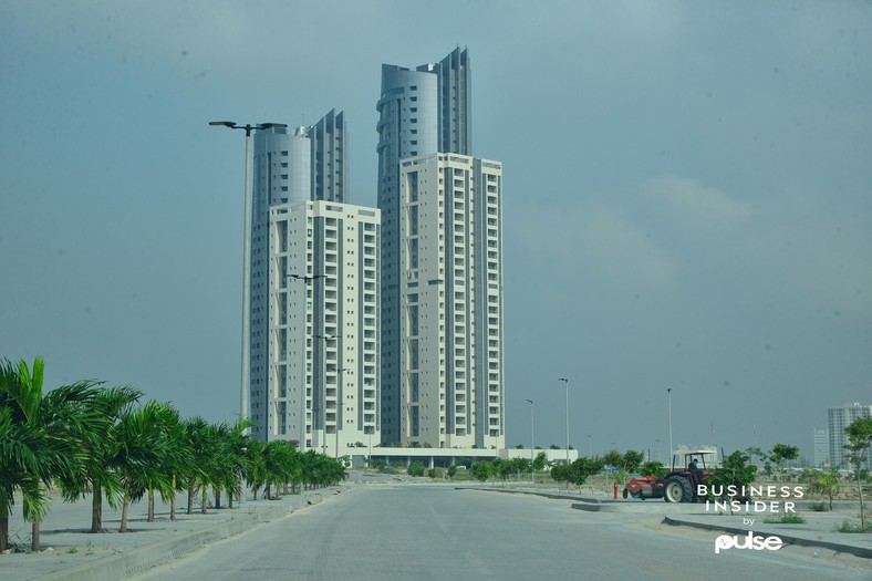 A street in Eko Atlantic flanked by trees. There are over 200,000 trees already planted in the city.