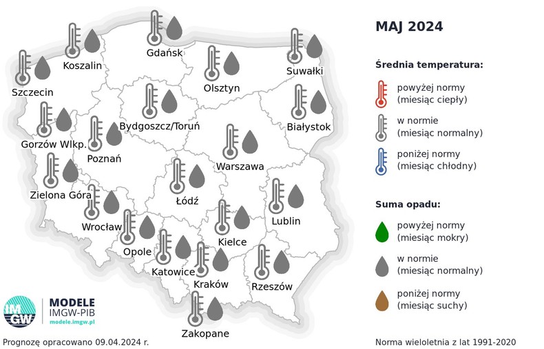 Maj nie będzie znacząco odbiegał od normy