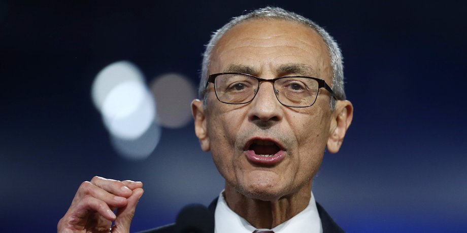 John Podesta speaks to the crowd at Hillary Clinton's election night rally in New York City on November 9, 2016.