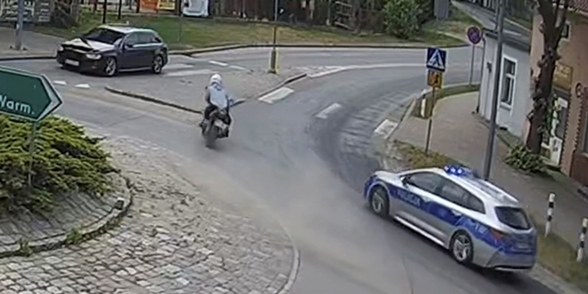 Pościg za motocyklistą w Pasłęku. 