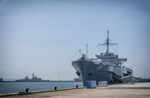 Amerykański okręt USS Blue Ridge w Singapurze. 9.05.2019