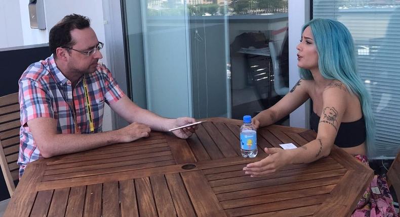 Halsey being interviewed by Business Insider at the Cannes Lions.