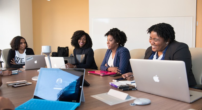 Women entrepreneurs hold a discussion during a meeting. Photo by wocintechchat.com/Flickr