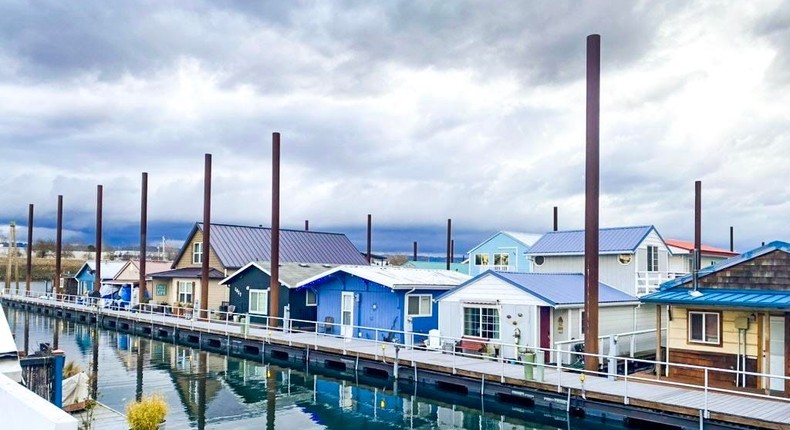 Our floating house is the dark green one in the middle.Jodi Moore