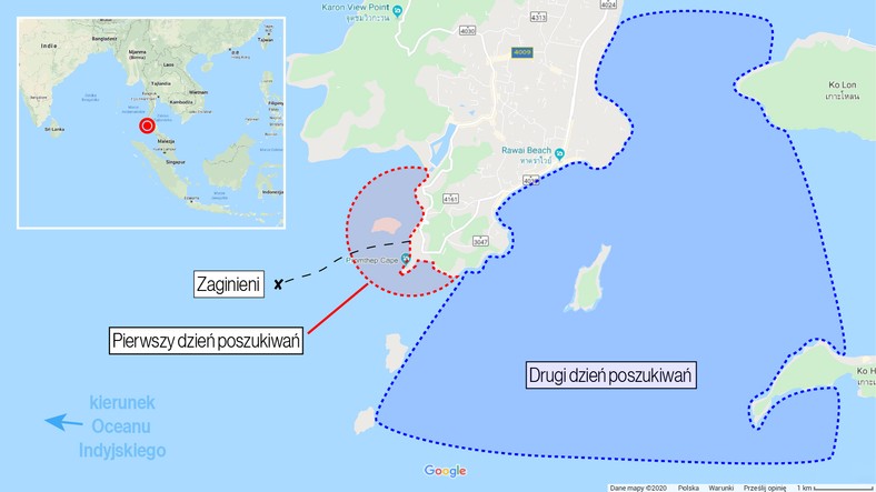 Mapa poszukiwań wskazuje, że toczyły się one w zbyt małym promieniu od wyspy lub w złym kierunku